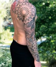 Freehand geometric tattoo pattern, Full sleeve tattoo